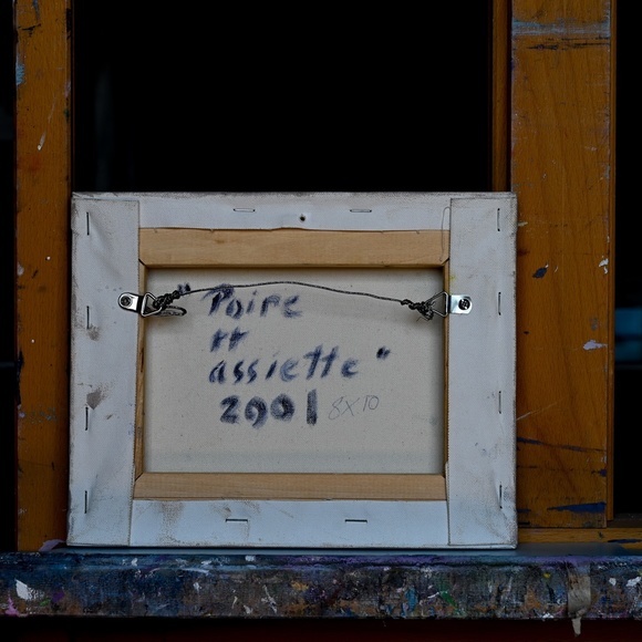 Still life oil painting "Pear and plate" , 8"x10" , original oil on canvas - Picture 5 of 5